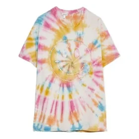 Tie-Dye-Print mit lächelndem Gesicht, kurzärmelig, Unisex, mehrfarbig H616341X79-9990