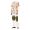 Tie-Dye-Print mit lächelndem Gesicht, kurzärmelig, Unisex, mehrfarbig H616341X79-9990