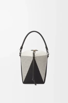 «Treasure Bako»-Beutel aus Canvas-Jacquard und Kalbsleder