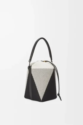 «Treasure Bako»-Beutel aus Canvas-Jacquard und Kalbsleder