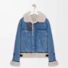 Trucker-Jacke aus Denim und Lammfell Trucker-Jacke aus Denim und Lammfell