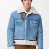 Trucker-Jacke aus Denim und Lammfell Trucker-Jacke aus Denim und Lammfell