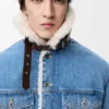 Trucker-Jacke aus Denim und Lammfell Trucker-Jacke aus Denim und Lammfell