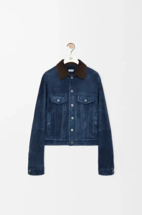 Trucker-Jacke aus Ziegenveloursleder