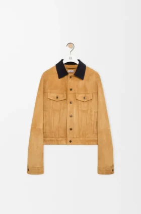 Trucker-Jacke aus Ziegenveloursleder