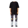 Unisex-T-Shirt mit gesticktem Smiley-Muster, locker geschnitten, kurzärmelig, schwarz S616341X20-1100