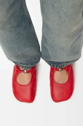 Weiche Ballerinas mit Pebble-Muster aus Nappa-Lammleder