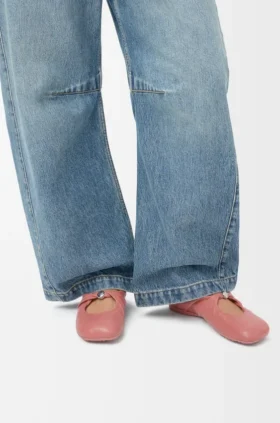 Weiche Ballerinas mit Pebble-Muster aus Nappa-Lammleder
