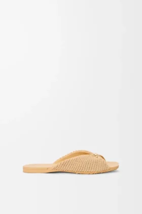 Weiche Pantolette mit «Pebble»-Design aus Stoff in Raffia-Optik