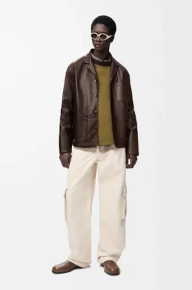Workwear-Jacke aus Nappa-Lammleder