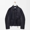Workwear-Jacke aus Nappa-Lammleder und Nylon Workwear-Jacke aus Nappa-Lammleder und Nylon