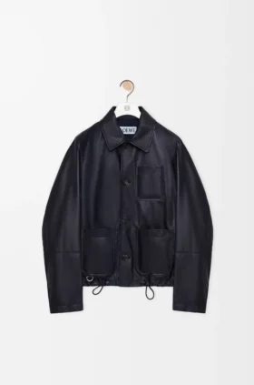 Workwear-Jacke aus Nappa-Lammleder und Nylon