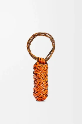 Woven nest Vase aus Kalbsleder und Bambus