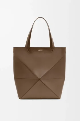 XL Puzzle Fold Tote aus glänzendem Kalbsleder