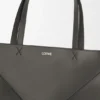 XL Puzzle Fold Tote aus glänzendem Kalbsleder