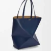 XL Puzzle Fold Tote aus glänzendem Kalbsleder