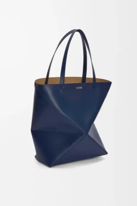 XL Puzzle Fold Tote aus glänzendem Kalbsleder