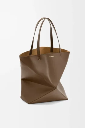 XL Puzzle Fold Tote aus glänzendem Kalbsleder