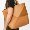 XL Puzzle Fold Tote aus glänzendem Kalbsleder