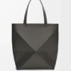 XL Puzzle Fold Tote aus glänzendem Kalbsleder