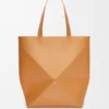 XL Puzzle Fold Tote aus glänzendem Kalbsleder
