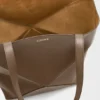 XL Puzzle Fold Tote aus glänzendem Kalbsleder