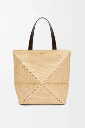 XL Puzzle Fold Tote aus Raffia