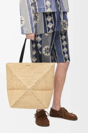 XL Puzzle Fold Tote aus Raffia