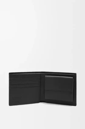 Zweifach gefaltetes Münzportemonnaie aus strukturiertem klassischem Kalbsleder